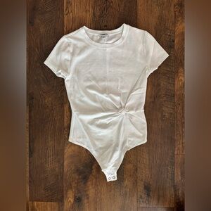 Express White Bodysuit with Side Knot